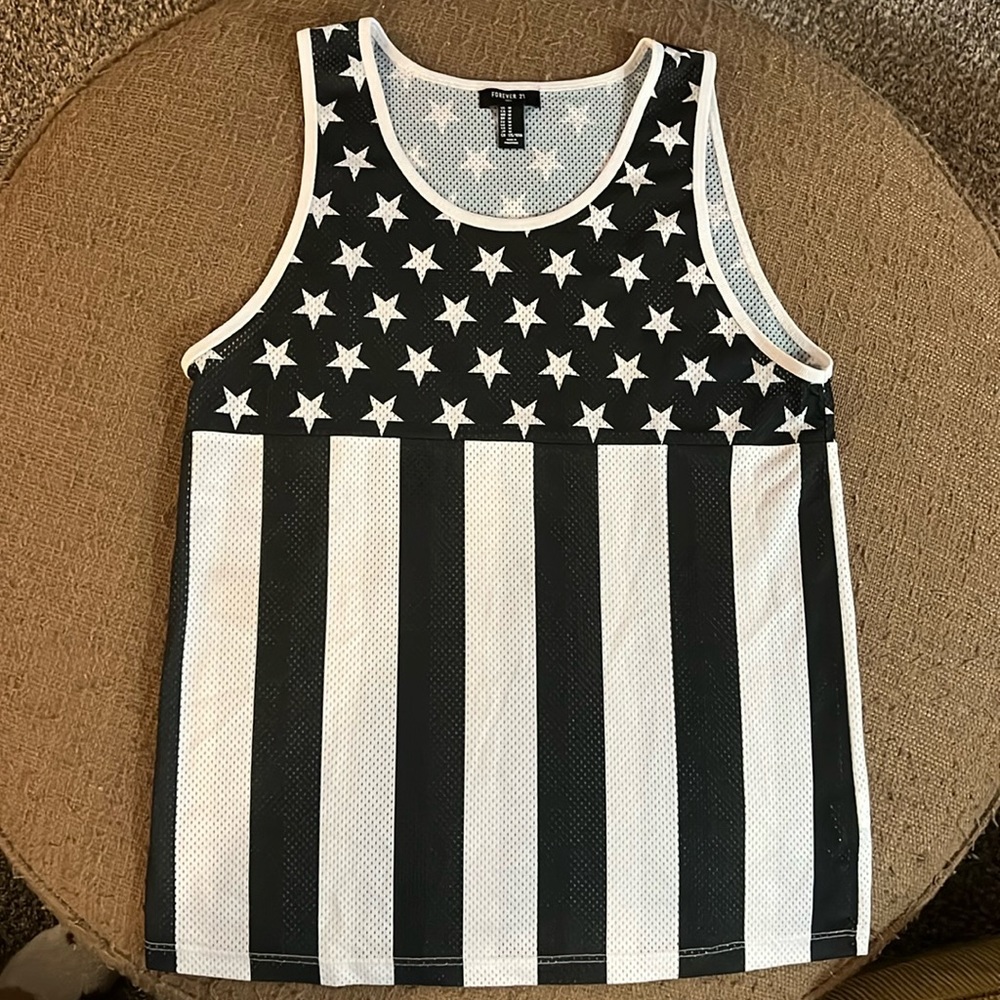 Black and White Stars and Stripes Tank Top Jersey